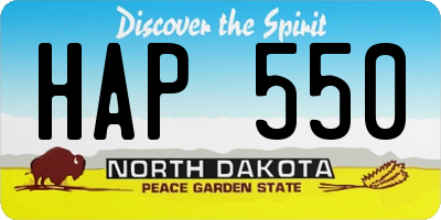ND license plate HAP550