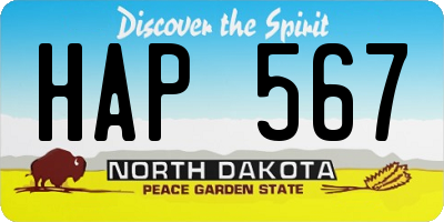 ND license plate HAP567