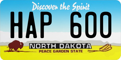ND license plate HAP600