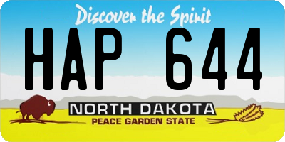 ND license plate HAP644