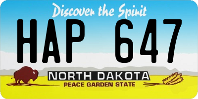 ND license plate HAP647