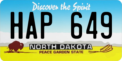 ND license plate HAP649