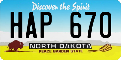ND license plate HAP670