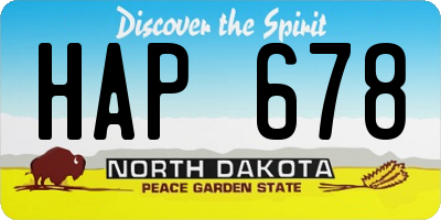 ND license plate HAP678