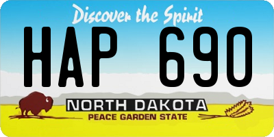 ND license plate HAP690