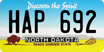 ND license plate HAP692