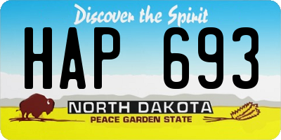 ND license plate HAP693
