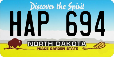 ND license plate HAP694