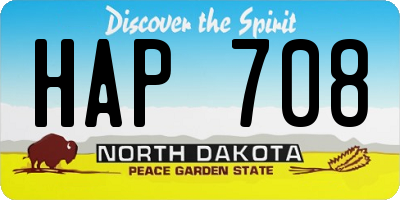 ND license plate HAP708