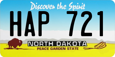 ND license plate HAP721