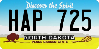 ND license plate HAP725