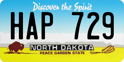 ND license plate HAP729