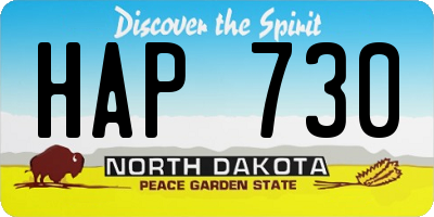 ND license plate HAP730