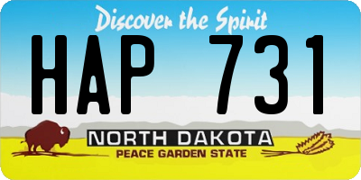 ND license plate HAP731