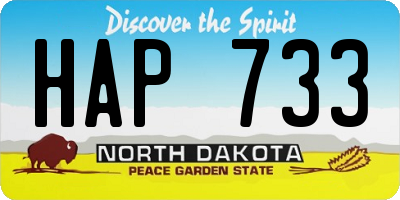 ND license plate HAP733