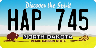 ND license plate HAP745
