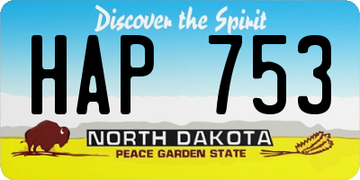 ND license plate HAP753