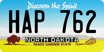 ND license plate HAP762