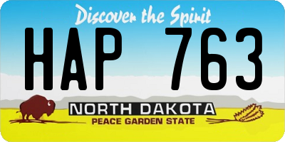 ND license plate HAP763