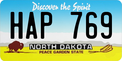 ND license plate HAP769