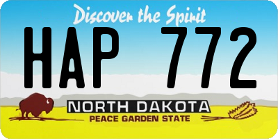 ND license plate HAP772