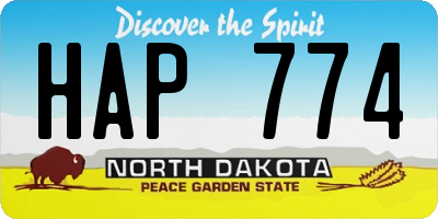 ND license plate HAP774