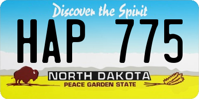 ND license plate HAP775