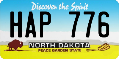 ND license plate HAP776