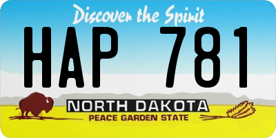 ND license plate HAP781