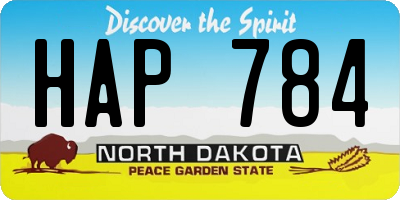 ND license plate HAP784