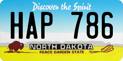ND license plate HAP786