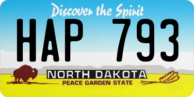 ND license plate HAP793