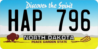 ND license plate HAP796