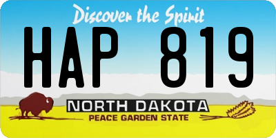 ND license plate HAP819