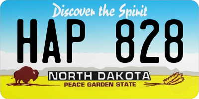 ND license plate HAP828