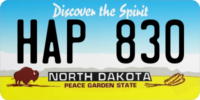 ND license plate HAP830