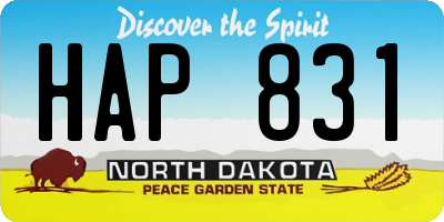 ND license plate HAP831