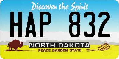 ND license plate HAP832