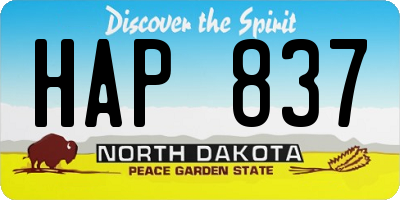 ND license plate HAP837