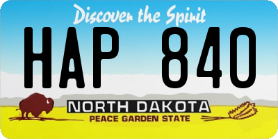 ND license plate HAP840