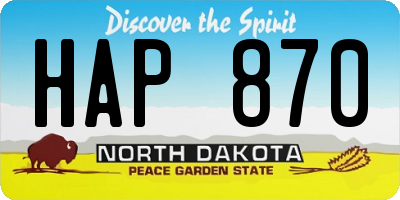 ND license plate HAP870