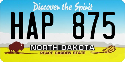 ND license plate HAP875