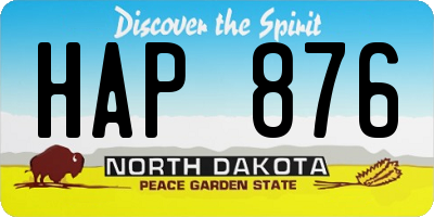 ND license plate HAP876