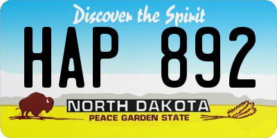 ND license plate HAP892