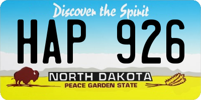 ND license plate HAP926