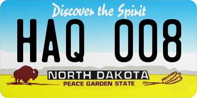 ND license plate HAQ008