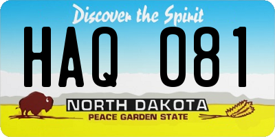 ND license plate HAQ081