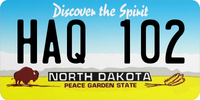 ND license plate HAQ102