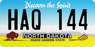ND license plate HAQ144