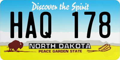 ND license plate HAQ178